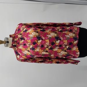 FRNCH Paris Cambria Pink Floral Smocked Blouse Size S